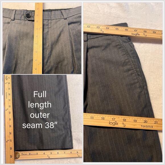 Armani Collezioni 40R 32x28 Gray Stripe Designer Suit Italian Wool Super 150s - Picture 15 of 16